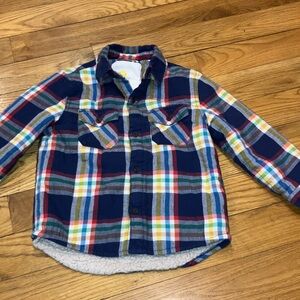 Mini Boden Boys Plaid Sherpa Fleece Lined Shacket
